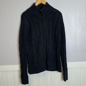 Eddie Bauer Cable Knit Zip Front Cardigan wool